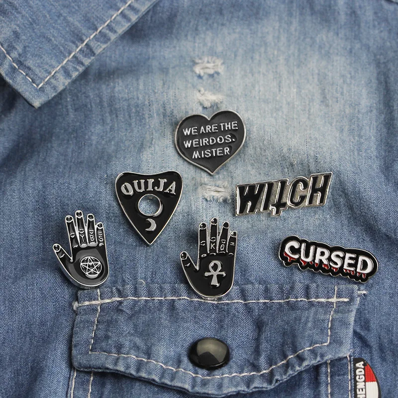 Fashion Design Cursed Witch Ouija Letter Heart Palm Shaped Pins And Brooches, Multi color
Fashion Design Cursed Witch Ouija Letter Heart Palm Shaped Pins And Brooches, Multi color