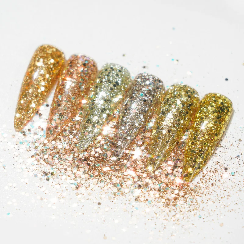 6 Colors set shining diamond sugar pigment nail decorations shimmering glitter powder
6 Colors set shining diamond sugar pigment nail decorations shimmering glitter powder