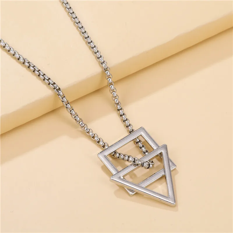 New Hip Hop Stainless Steel Mens Necklace Square Triangle Pendant Small Initial Necklace, Silver
New Hip Hop Stainless Steel Mens Necklace Square Triangle Pendant Small Initial Necklace, Silver