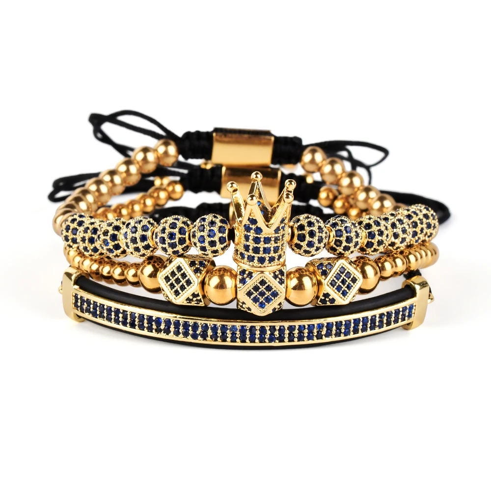 F274 Bangles Sets Gold Crown Men For Cz Copper Bead Charm Bracelet Custom Mens Blue Zircon Handmade Jewelry Bracelets
F274 Bangles Sets Gold Crown Men For Cz Copper Bead Charm Bracelet Custom Mens Blue Zircon Handmade Jewelry Bracelets