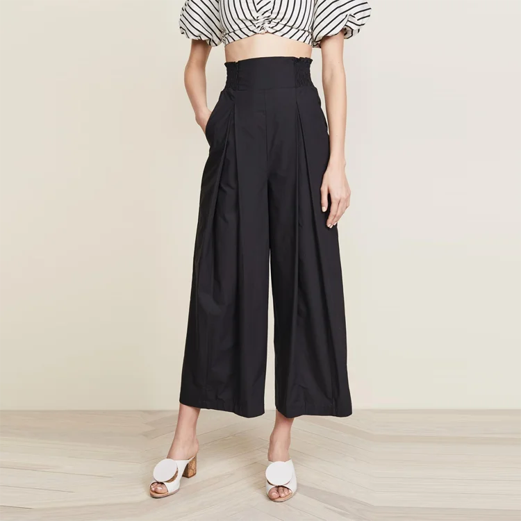 Clothing Manufacturer Black 100% Cotton Elastic High Waist Wide Leg Pant For Women, Customized
Clothing Manufacturer Black 100% Cotton Elastic High Waist Wide Leg Pant For Women, Customized