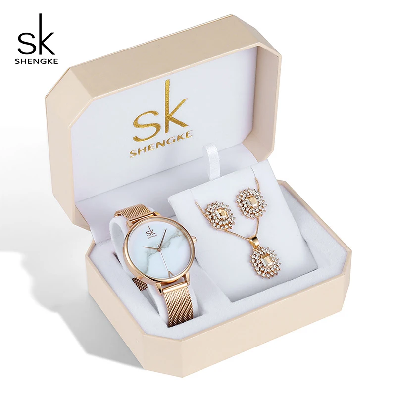 SHENGKE Creative Quartz Watch High Quality Luxury Jewelry Set Gift Box Women Watch Wristwatch Earrings Necklace Relogio Feminin
SHENGKE Creative Quartz Watch High Quality Luxury Jewelry Set Gift Box Women Watch Wristwatch Earrings Necklace Relogio Feminin