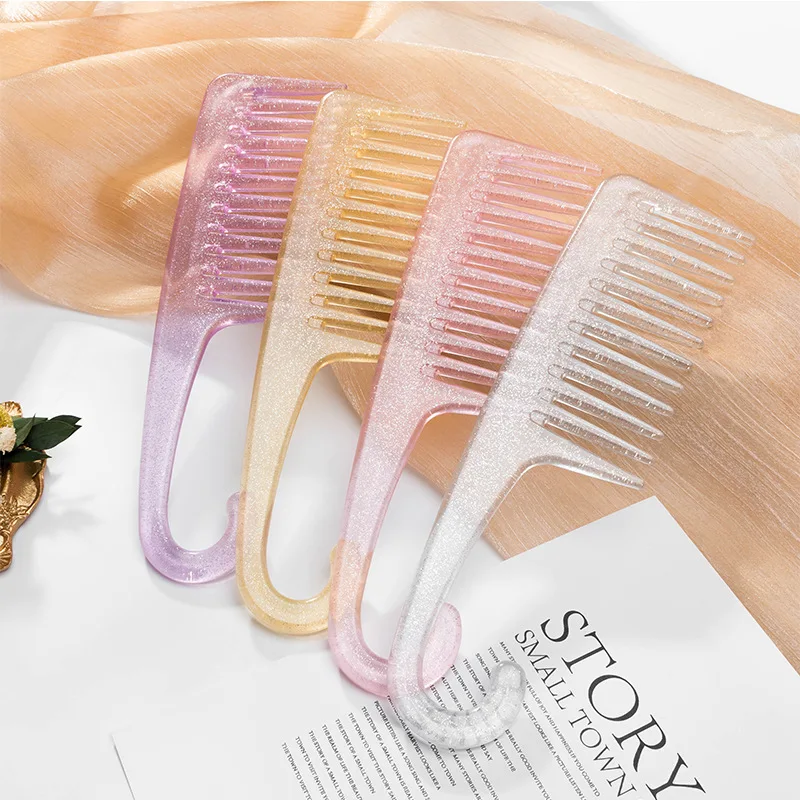 Fashion glitters blingbling transparent shampoo hair comb wet and dry plastic hair comb with hook, White, yellow, pink
Fashion glitters blingbling transparent shampoo hair comb wet and dry plastic hair comb with hook, White, yellow, pink