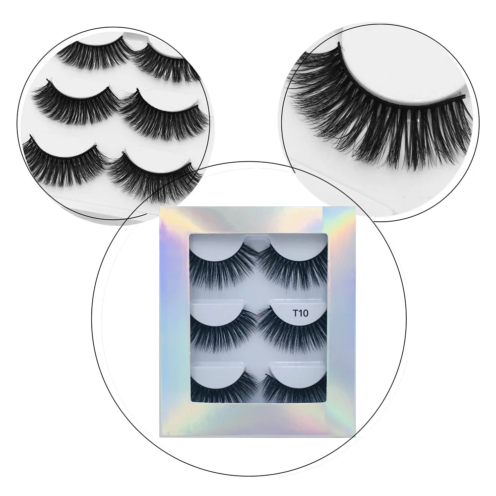 Wholesale 18-20MM good quality T10 10 styles 3pairs 3D 100% handmade Mink Fake Eyelashes with Laser silver box, Black color
Wholesale 18-20MM good quality T10 10 styles 3pairs 3D 100% handmade Mink Fake Eyelashes with Laser silver box, Black color