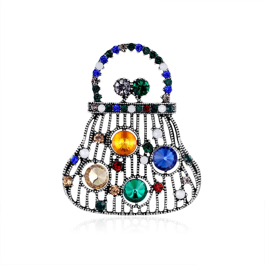 European And American Vintage Style Alloy Inlaid Rhinestone Design Handbag Shape Brooch Pin, Colors
European And American Vintage Style Alloy Inlaid Rhinestone Design Handbag Shape Brooch Pin, Colors