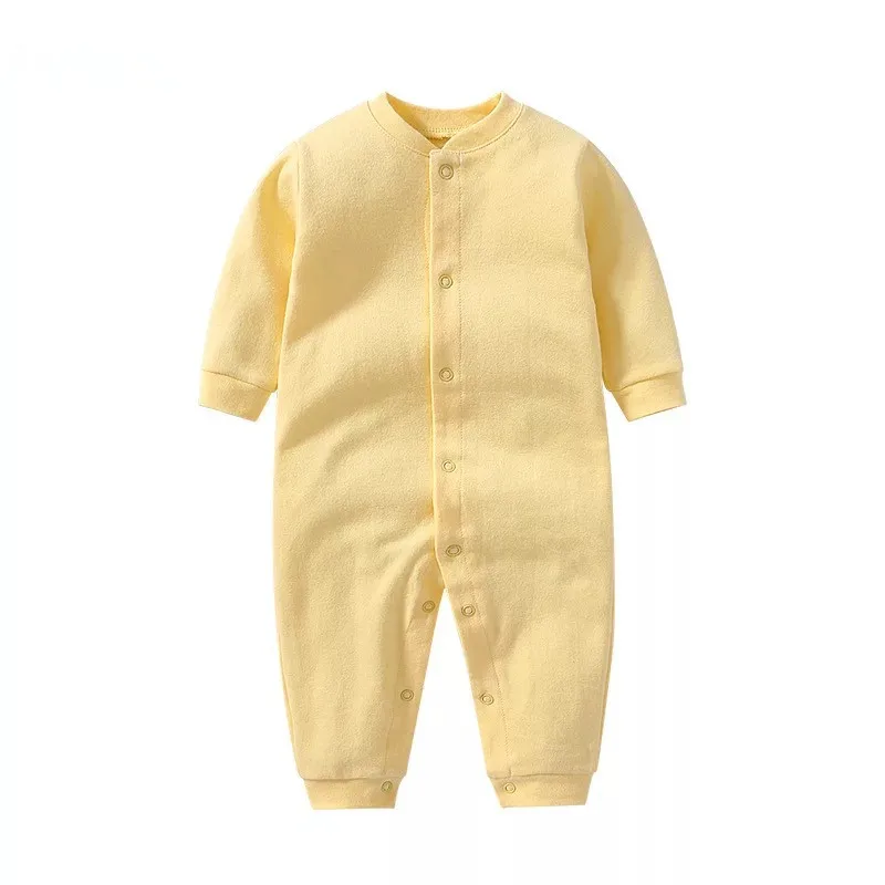 Solid Color Long Sleeves Soft Cotton Romper Baby