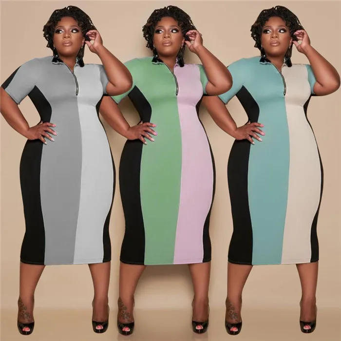 L6287-2021 hot selling womens plus size patchwork short sleeve zipper dress women sexy bodycon midi dress
L6287-2021 hot selling womens plus size patchwork short sleeve zipper dress women sexy bodycon midi dress