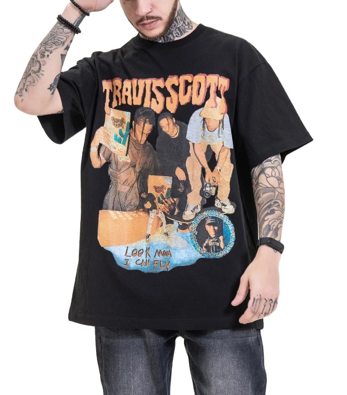 2021 new fashion retro t-shirt men's streetwear print loose plus size men's t-shirt, Accept custom color
2021 new fashion retro t-shirt men's streetwear print loose plus size men's t-shirt, Accept custom color