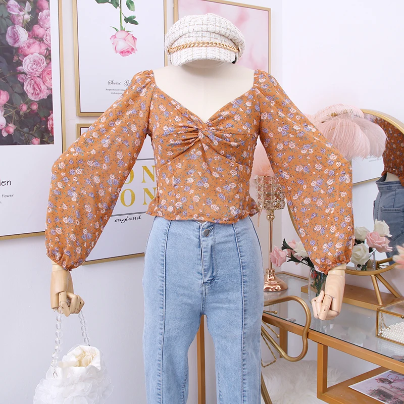 Summer Versatile V-neck Button Floral Slimming Long-sleeved Chiffon Women Shirt Blouse, 8 colors
Summer Versatile V-neck Button Floral Slimming Long-sleeved Chiffon Women Shirt Blouse, 8 colors