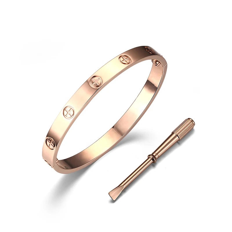 Rose Gold Stainless Steel Luxury Bangles for Women Screw Bracelet
Rose Gold Stainless Steel Luxury Bangles for Women Screw Bracelet
