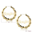 Children's New Arrival 9cm Big Hoop Ring Name Earrings Design Boujee Bamboo For Women