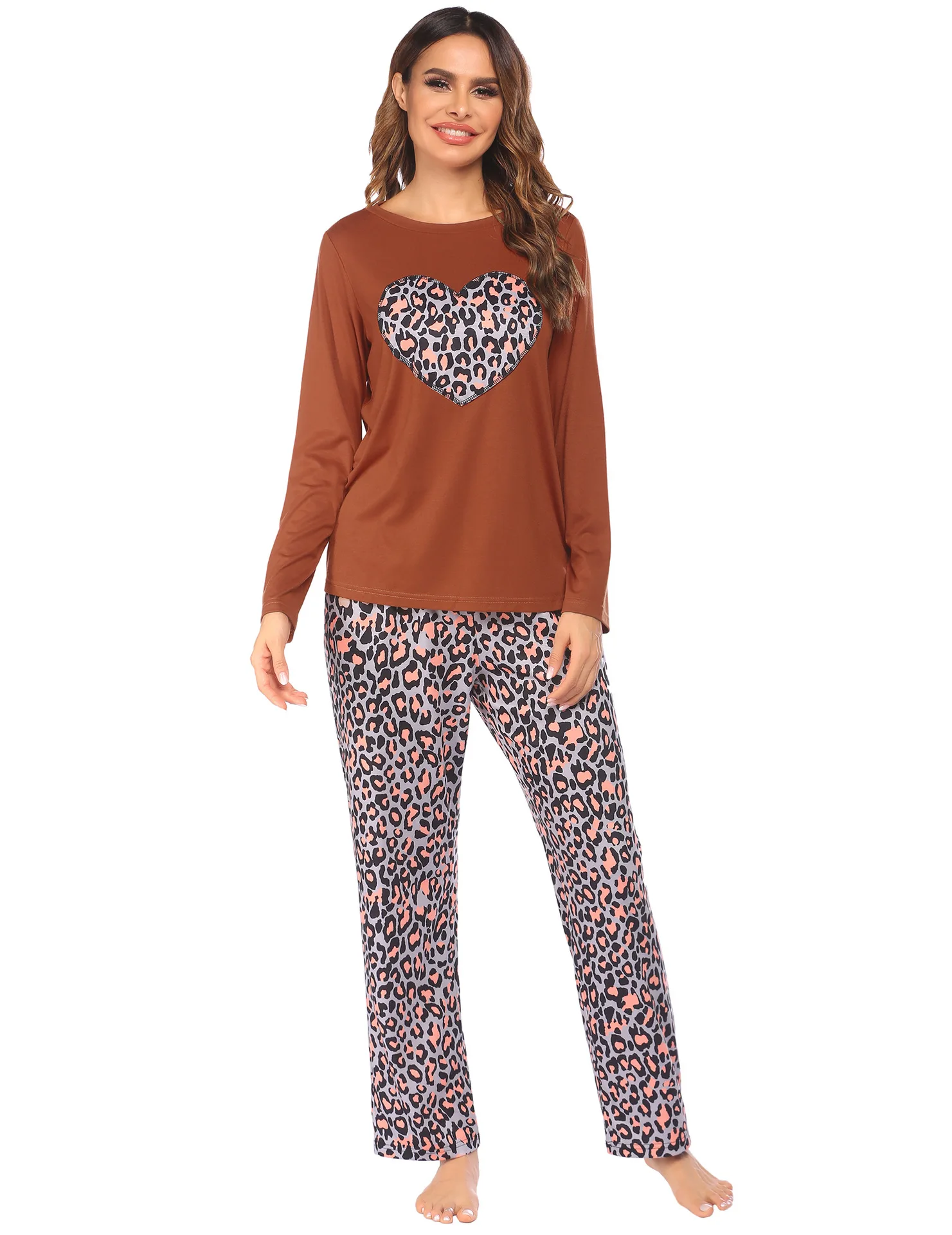 New long-sleeved trousers two piece leopard print lady's print home dress set autumn
New long-sleeved trousers two piece leopard print lady's print home dress set autumn