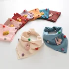New style lovely various cute colorful pattern kids cotton& linen scarf for children