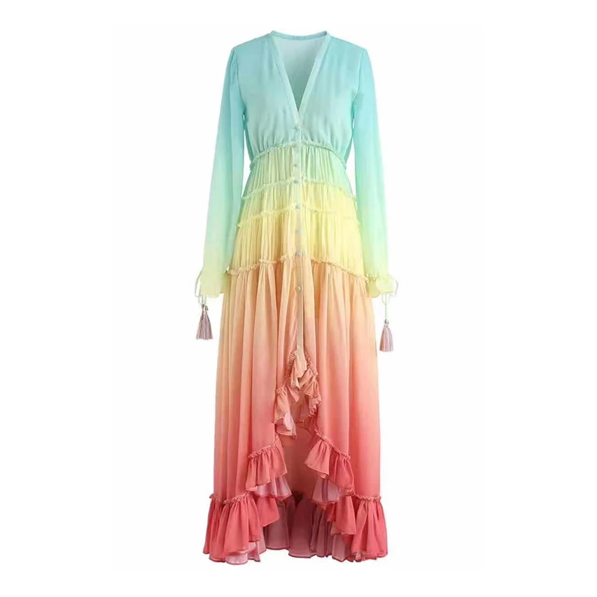 Sweet Large Pendulum Type Long Sleeve Maxi Party Elegant Dresses For Women, Gradient
Sweet Large Pendulum Type Long Sleeve Maxi Party Elegant Dresses For Women, Gradient