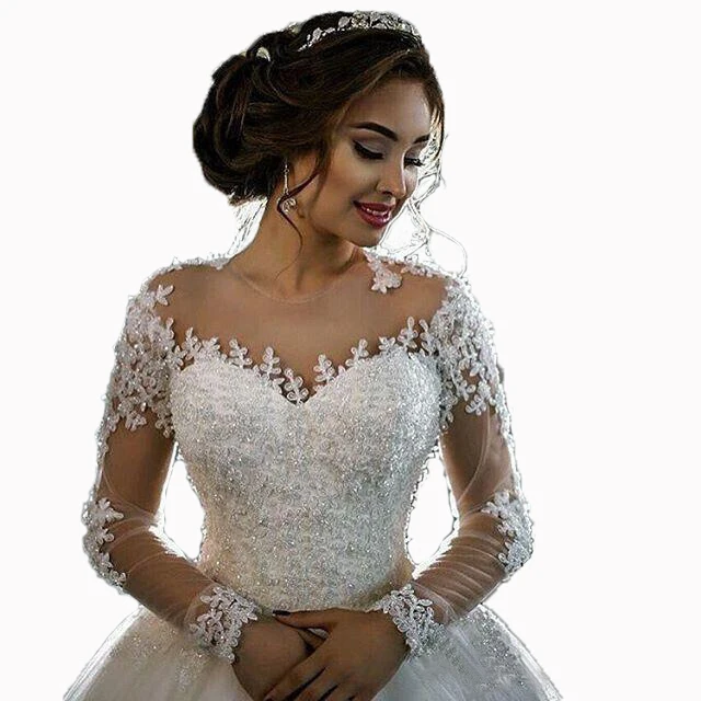 New style square neck long tail bridal dress long sleeve lace african sequin wedding dress, White
New style square neck long tail bridal dress long sleeve lace african sequin wedding dress, White