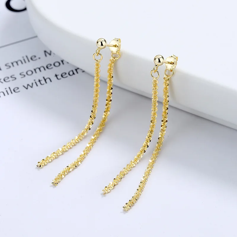 fashion jewelry 925 sterling silver long earring sparkling long tassel gold plated ear wire line stud earrings for women
fashion jewelry 925 sterling silver long earring sparkling long tassel gold plated ear wire line stud earrings for women