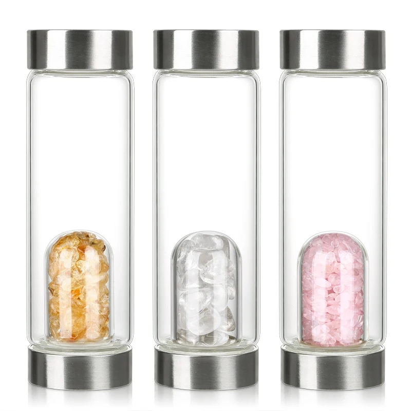 2020 trendy gemstone infuser glass water bottle custom natural gem stone healing tourmaline crystal water bottles of drinking, Transparent
2020 trendy gemstone infuser glass water bottle custom natural gem stone healing tourmaline crystal water bottles of drinking, Transparent