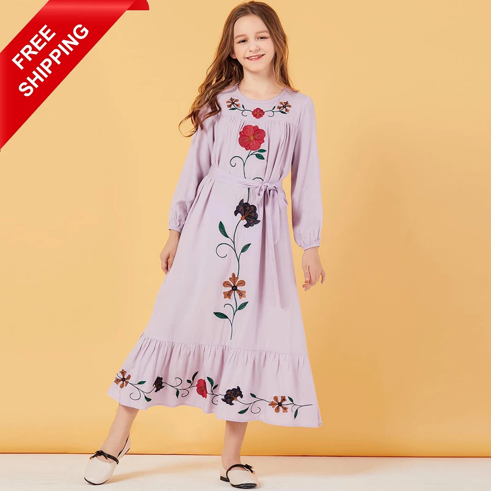 Light Purple Embroidered Long Sleeve Girls Kids Dress Casual Long Dress Muslim Children Clothing
Light Purple Embroidered Long Sleeve Girls Kids Dress Casual Long Dress Muslim Children Clothing