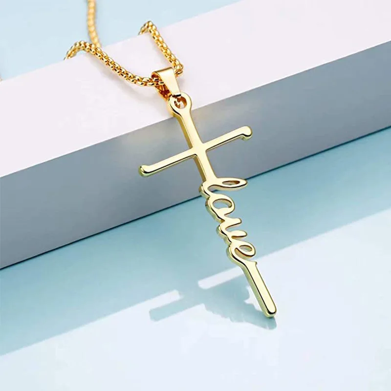 Personalized Gold Plated Cross Love Letters Necklaces Best Friend Friendship Cross Pendant Necklace For Women Man Faith Necklace
Personalized Gold Plated Cross Love Letters Necklaces Best Friend Friendship Cross Pendant Necklace For Women Man Faith Necklace