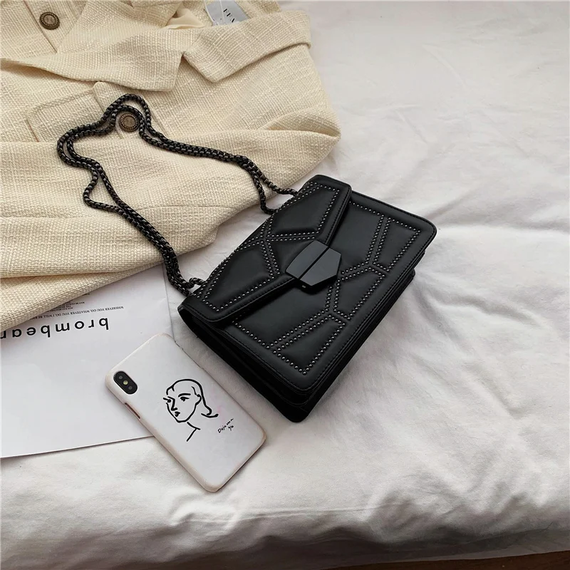 product-GF bags-Rivet Chain Brand Designer PU Leather Cross-body Bags for Women 2020 Simple Fashion -2