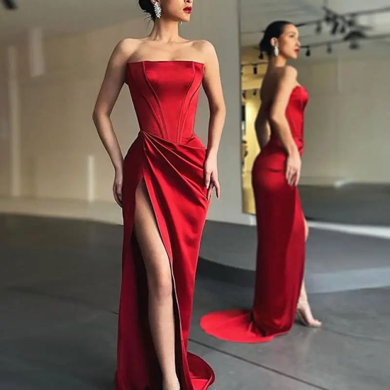 sexy front slit High Waist Long Evening Dress Polyester red gown floor length backless party Dress 692108
sexy front slit High Waist Long Evening Dress Polyester red gown floor length backless party Dress 692108