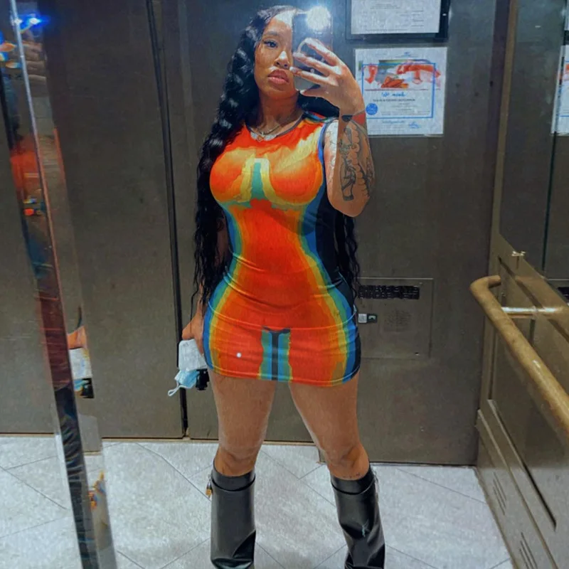 Women Clothes Sexy Party Sleeveless Body-shaping Wrap Hip Mini Dress Casual O-neck Tie-dye Printed Slim Bodycon Dress For Women
Women Clothes Sexy Party Sleeveless Body-shaping Wrap Hip Mini Dress Casual O-neck Tie-dye Printed Slim Bodycon Dress For Women