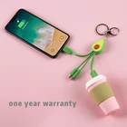 Custom Charger Cable Promotional Corporate Gift Type C Micro Usb Multi Function 4in1 Avocado 3in1 Fast Charging Keychain