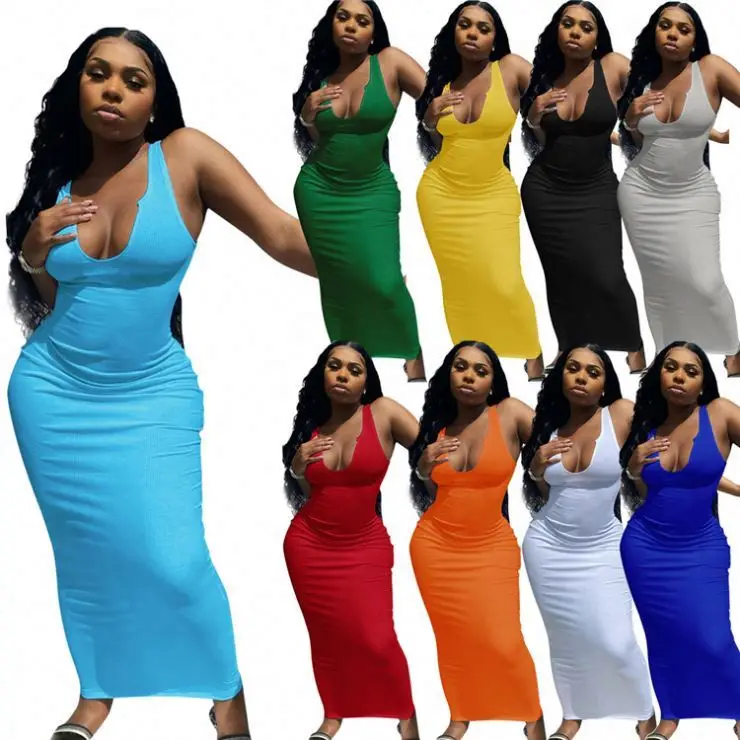 Summer 2021 Cotton Plus Size Summer Dress Sleeveless Bodycon Dress V-neck Kitting Maxi Dress, Picture
Summer 2021 Cotton Plus Size Summer Dress Sleeveless Bodycon Dress V-neck Kitting Maxi Dress, Picture