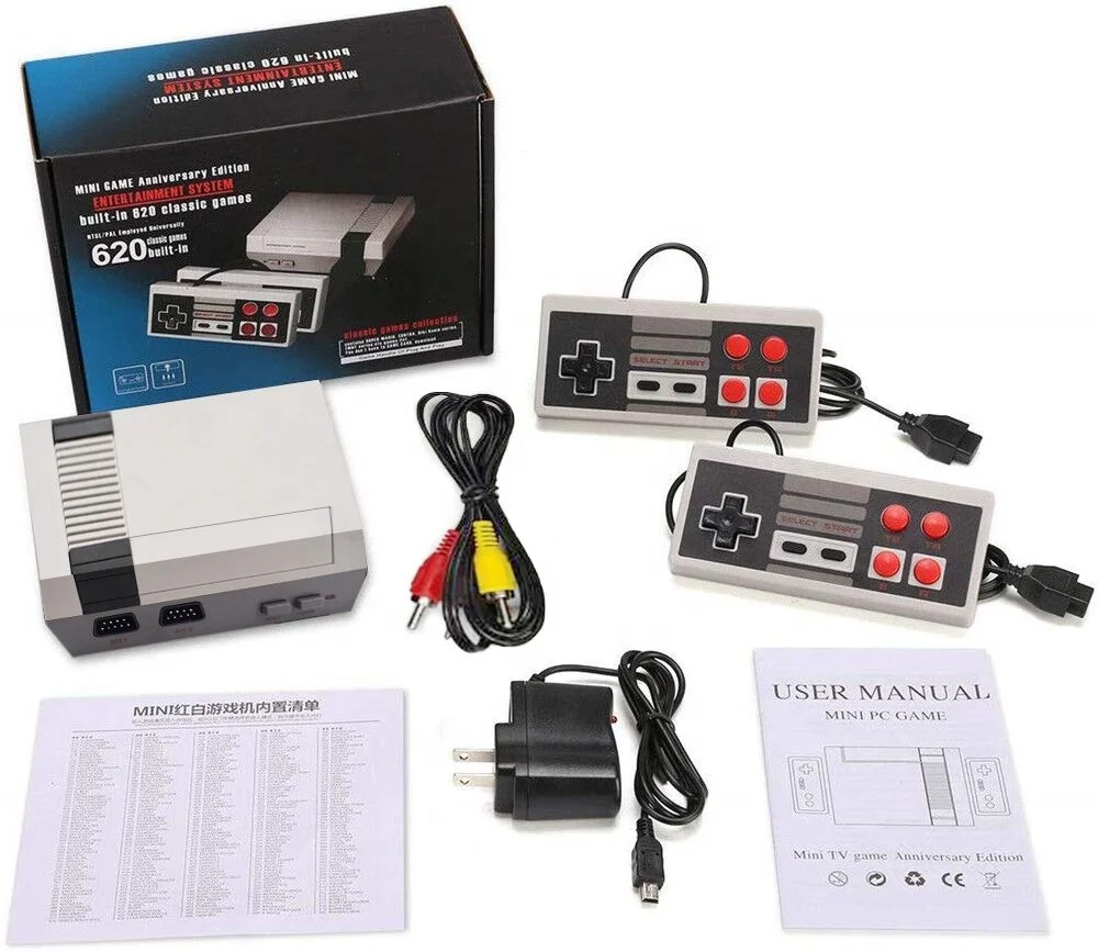 

Hot Seller 620 Retro Video Game Console AV Output Built-in 620 Classic Games Dual Controller Family TV Game player For Nes
