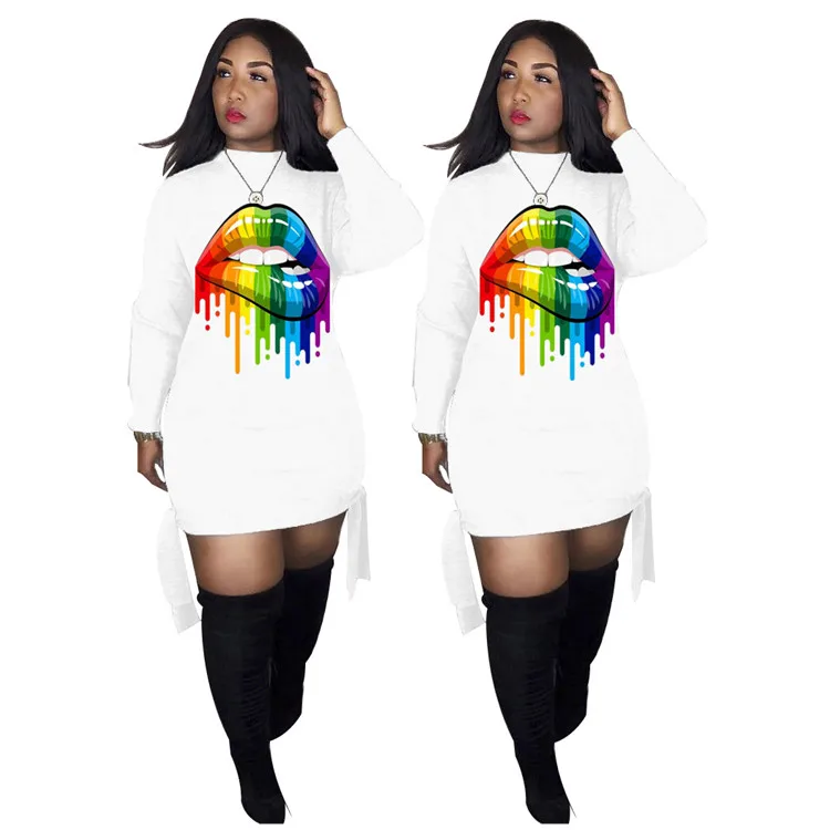 Digital printed colorful lips tied long sleeves dress long sleeve dress women fasion dress lady, Customized color
Digital printed colorful lips tied long sleeves dress long sleeve dress women fasion dress lady, Customized color