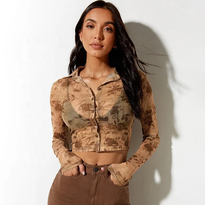 2021 High quality turn down top single breasted t-shirt long sleeve floral blouse for women
2021 High quality turn down top single breasted t-shirt long sleeve floral blouse for women