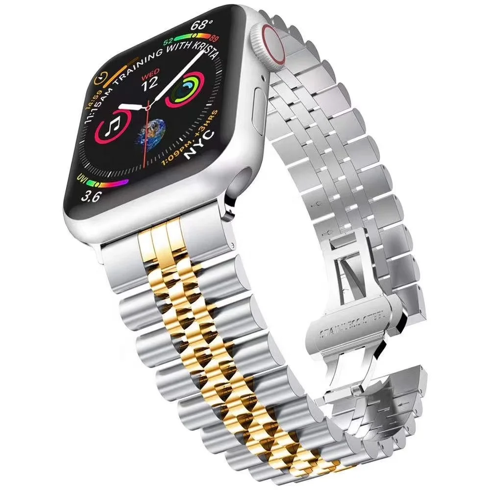 Sturdy stainless steel buckle watch bands new five-ring stainless steel strap for Apple Watch band 38 40 42 44 MM
Sturdy stainless steel buckle watch bands new five-ring stainless steel strap for Apple Watch band 38 40 42 44 MM