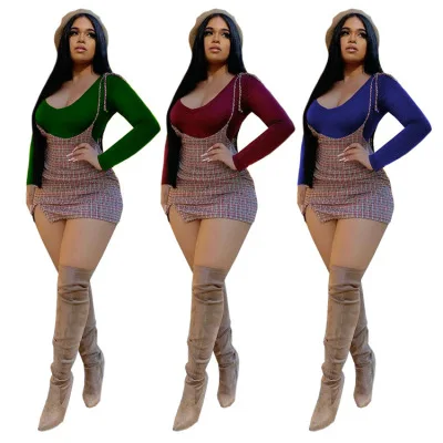 2021 New Spring Solid Long Sleeve T-Shirt Women 2 Piece Skirt Set Ladies Plaid Sling Dress Two Piece Set Women Clothes
2021 New Spring Solid Long Sleeve T-Shirt Women 2 Piece Skirt Set Ladies Plaid Sling Dress Two Piece Set Women Clothes