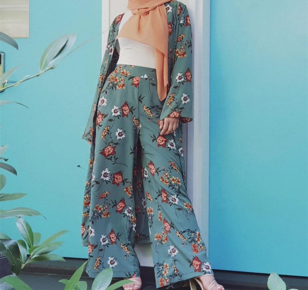 Arabic Muslim Print Abaya Kimono Floral Hijab Dresses African Women Pakistan Casual Set For Islamic Clothing, Green
Arabic Muslim Print Abaya Kimono Floral Hijab Dresses African Women Pakistan Casual Set For Islamic Clothing, Green