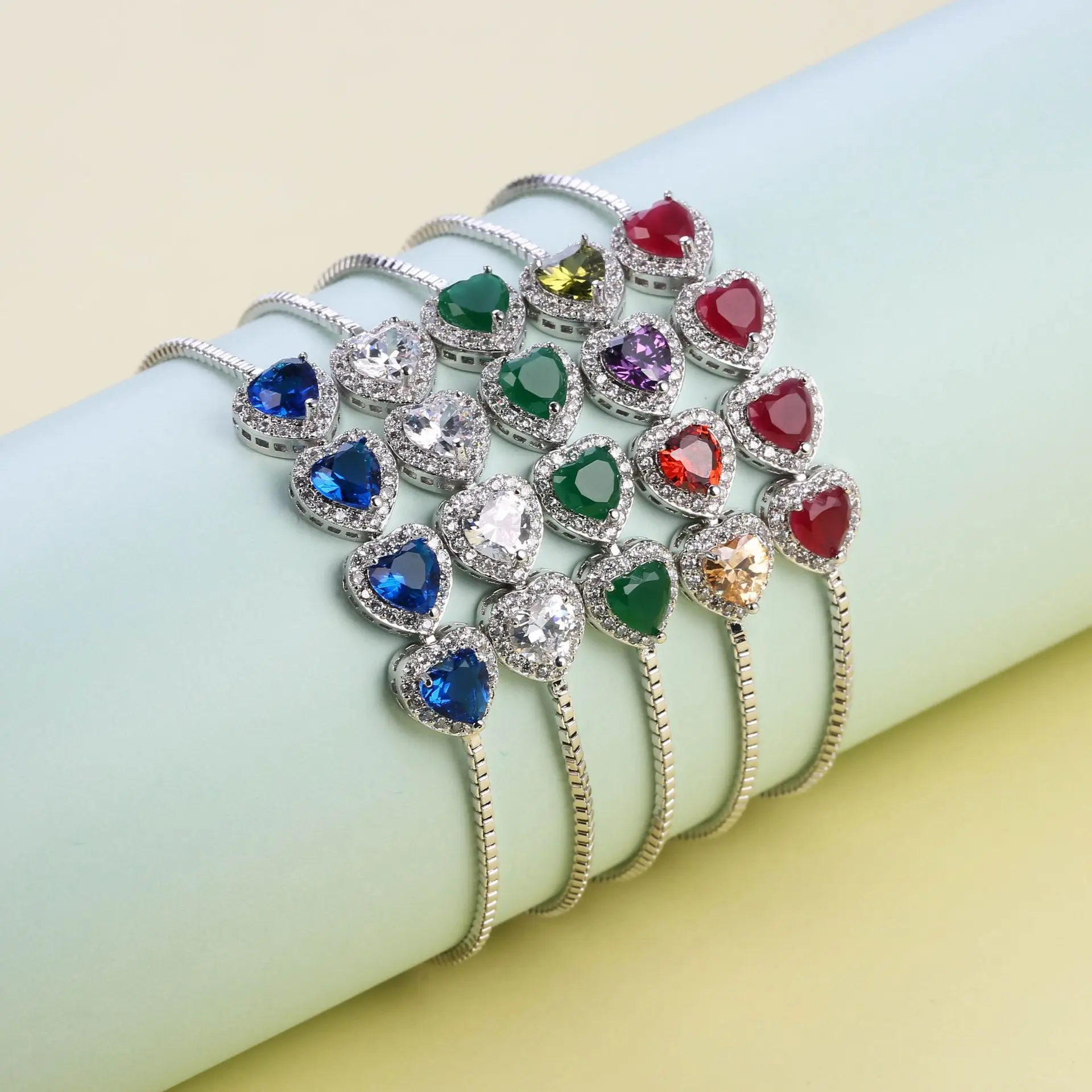 Fashion Colorful Lucky Charm Heart Gemstone Bracelet Silver Colors Wedding Adjustable Bracelets For Women Jewelry
Fashion Colorful Lucky Charm Heart Gemstone Bracelet Silver Colors Wedding Adjustable Bracelets For Women Jewelry