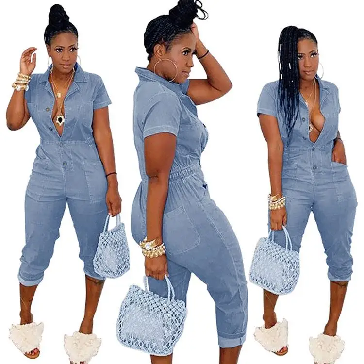 New Arrival 2021 Summer Short Sleeve Button Ladies Clothes Denim 2021 Women One Piece Jumpsuits And Rompers
New Arrival 2021 Summer Short Sleeve Button Ladies Clothes Denim 2021 Women One Piece Jumpsuits And Rompers