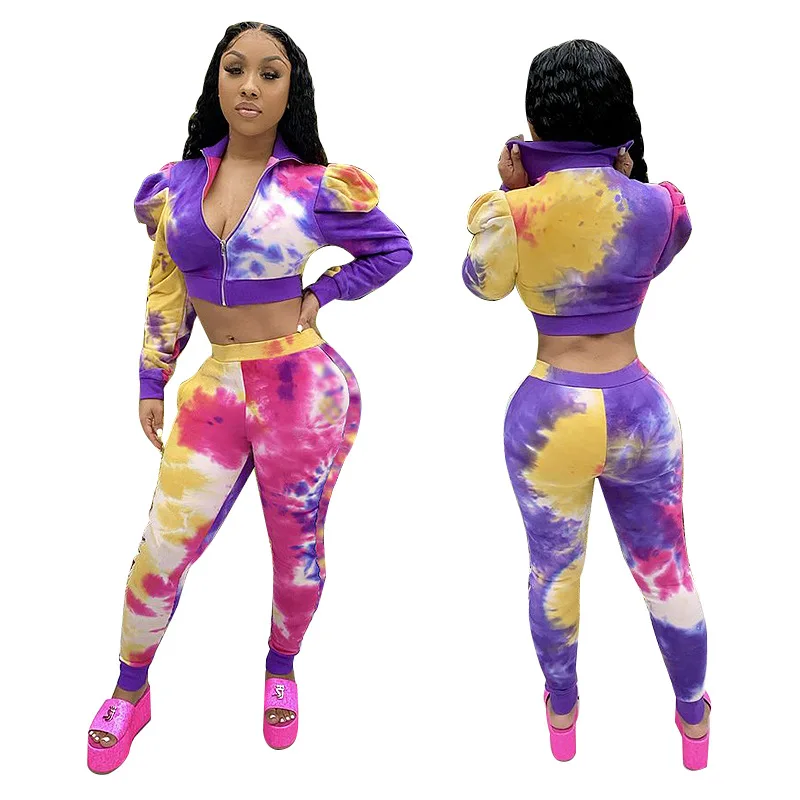 2020 Autumn Tie Dye Women's Trousers Two Piece Set Top And Bottom Women Clothing 2 Piece Crop Top Set Sweatsuit For Women
2020 Autumn Tie Dye Women's Trousers Two Piece Set Top And Bottom Women Clothing 2 Piece Crop Top Set Sweatsuit For Women