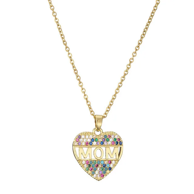 Hot Selling Peach Heart MOM Pendant Necklace With Copper Micro Inlay In Europe And America
Hot Selling Peach Heart MOM Pendant Necklace With Copper Micro Inlay In Europe And America