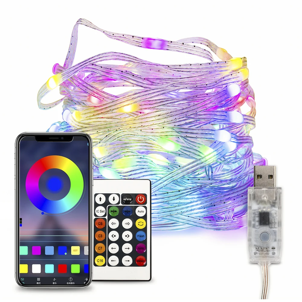 32.8ft 10m IP65 5V USB Port Smart App Remote Control Dream Color Changing RGBIC Copper Wire Outdoor Christmas LED String Lights
32.8ft 10m IP65 5V USB Port Smart App Remote Control Dream Color Changing RGBIC Copper Wire Outdoor Christmas LED String Lights