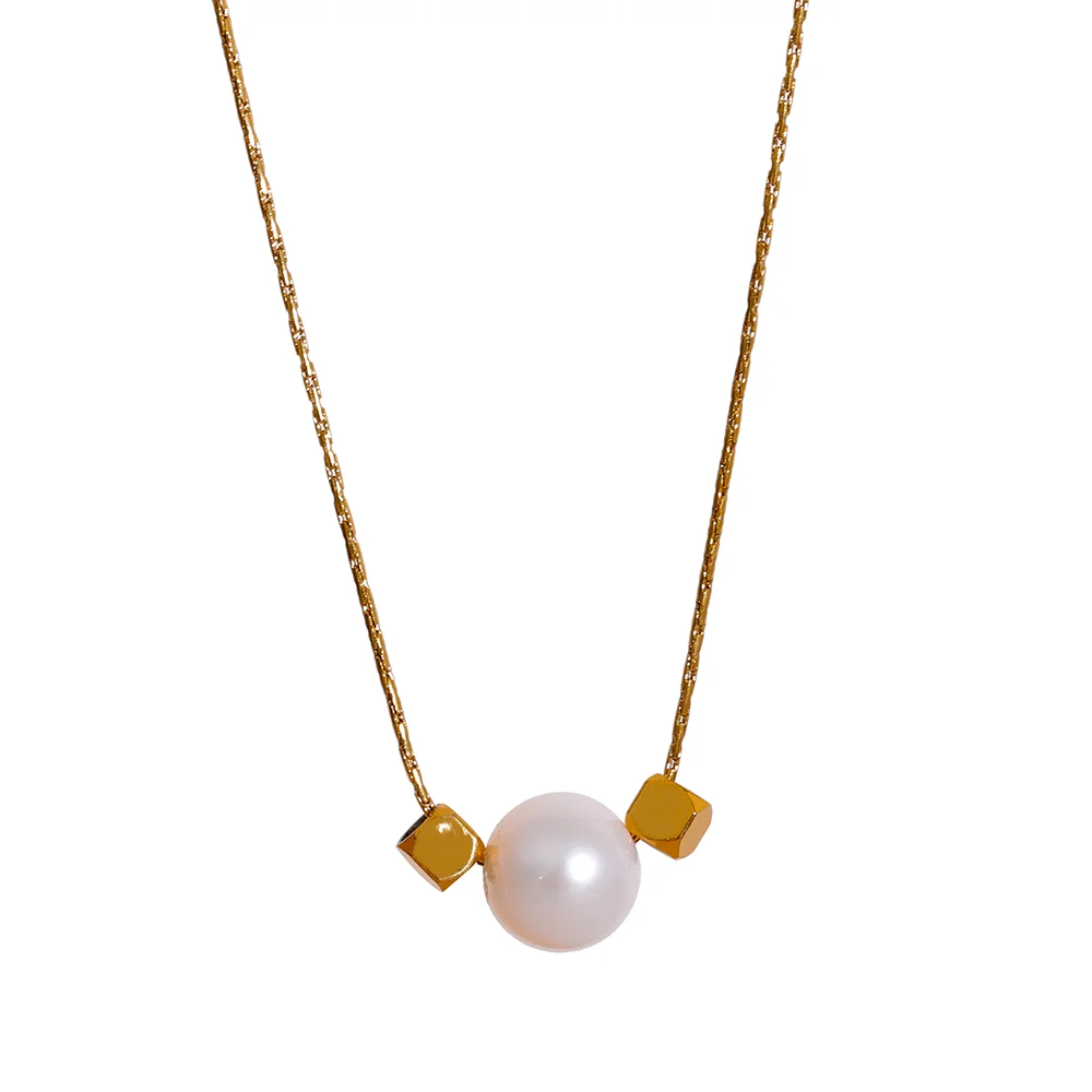 JINYOU 1233 Simple Natural Pearl Square Pendant Chain Stainless Steel Gold Color Necklace for Women 18K PVD Plated Chic Jewelry
JINYOU 1233 Simple Natural Pearl Square Pendant Chain Stainless Steel Gold Color Necklace for Women 18K PVD Plated Chic Jewelry