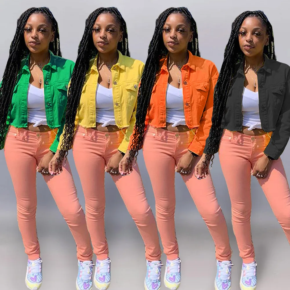 Fall 2021 Women Clothes Candy Color Short Denim Jacket Women Coat Ladies Jean Jacket
Fall 2021 Women Clothes Candy Color Short Denim Jacket Women Coat Ladies Jean Jacket