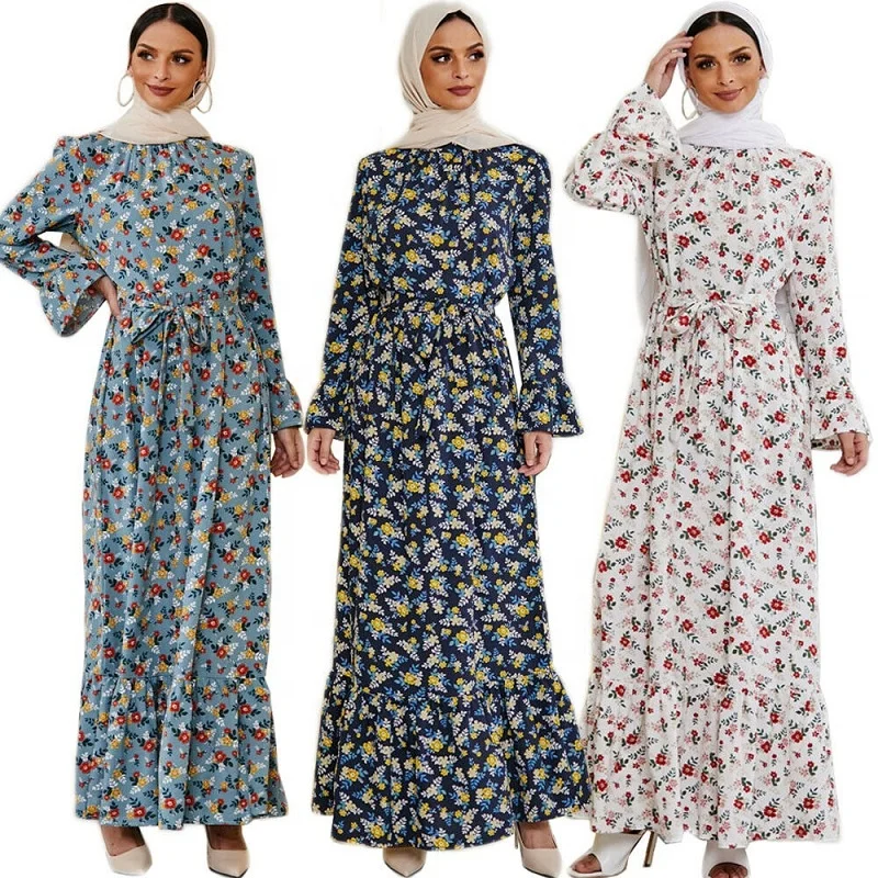 Wholesale women Muslim dress Abaya Islamic long sleeve floral casual fashion summer dresses, White, navy, green
Wholesale women Muslim dress Abaya Islamic long sleeve floral casual fashion summer dresses, White, navy, green