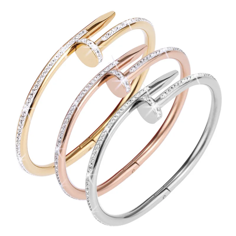 Fashion Men and Women Stainless Steel Nail Jewelry Silver Gold Color Rose Gold Zircon Nail Bracelets
Fashion Men and Women Stainless Steel Nail Jewelry Silver Gold Color Rose Gold Zircon Nail Bracelets