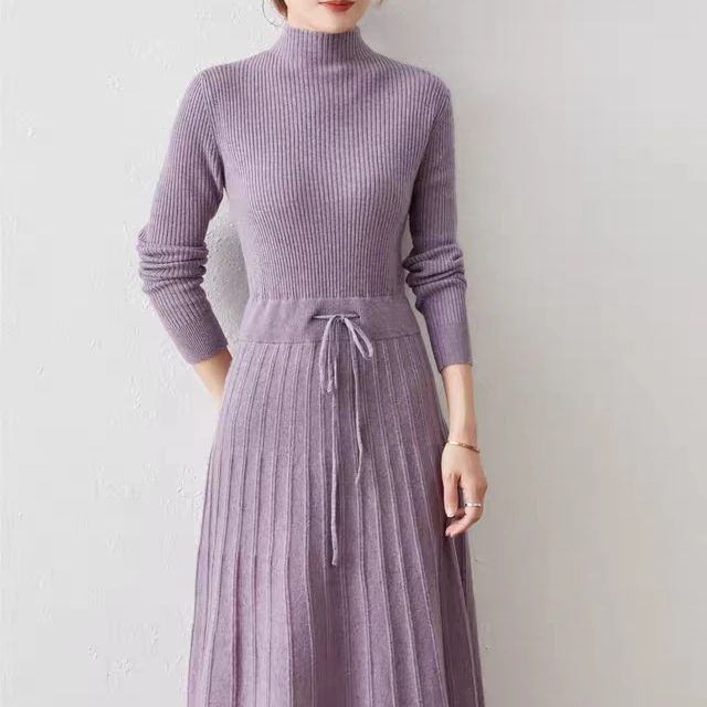 Ladies Turtleneck Long Sleeve Winter Belt Pencil Sweater Dress Ladies Knitted Sexy Split Fit Long Pullover Pure Wool Sweater
Ladies Turtleneck Long Sleeve Winter Belt Pencil Sweater Dress Ladies Knitted Sexy Split Fit Long Pullover Pure Wool Sweater