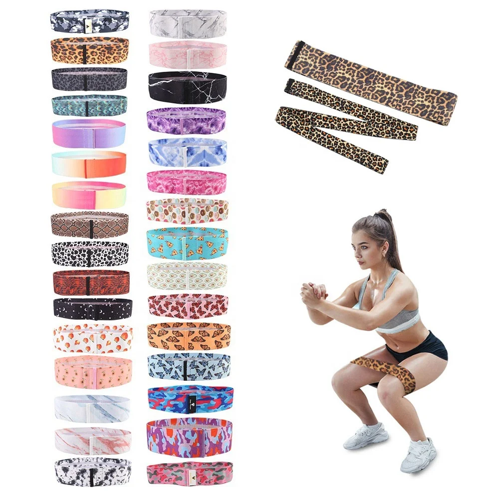 

Custom printed fitness fabric resistance bands/ Booty workout elastic leopard hip bands/ Marble pattern exercise bands, Customized color available