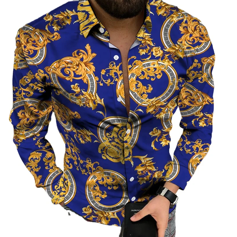 New design golden printing shirts men 2021 Quality fashion blouse long sleeve Tops plus size male clothing Autumn winter party
New design golden printing shirts men 2021 Quality fashion blouse long sleeve Tops plus size male clothing Autumn winter party