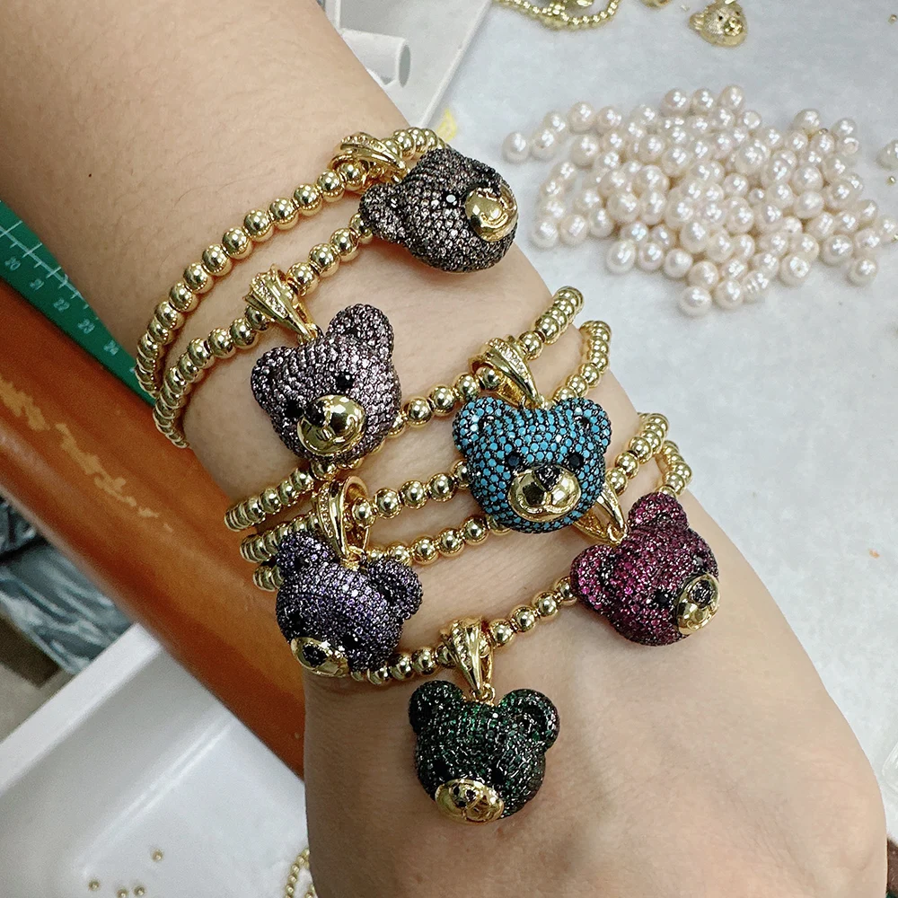 Wholesale Metal Brass Pave CZ Bear Charm Bracelets For Women Popular Beads Bracelets Jewelry For Girls
Wholesale Metal Brass Pave CZ Bear Charm Bracelets For Women Popular Beads Bracelets Jewelry For Girls