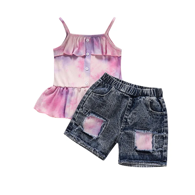 2021 Summer Clothing Kids Baby Girls Outfits Short Sleeve Tie Dye Vest Tops+Jeans Shorts 2Pcs Sets
2021 Summer Clothing Kids Baby Girls Outfits Short Sleeve Tie Dye Vest Tops+Jeans Shorts 2Pcs Sets