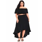 Summer off the shoulder Cute Casual Party Lady Plus Size Black Dress