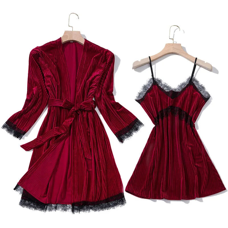 Custom Winter 2 Pieces Ladies Lace Robe Nightwear Adult Sexy Velvet Flannel Women Pajamas Sets, Wine,light purple,light pink,navy,dark blue
Custom Winter 2 Pieces Ladies Lace Robe Nightwear Adult Sexy Velvet Flannel Women Pajamas Sets, Wine,light purple,light pink,navy,dark blue